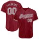 Custom Crimson Cream Pinstripe Gray-White Authentic Baseball Jersey