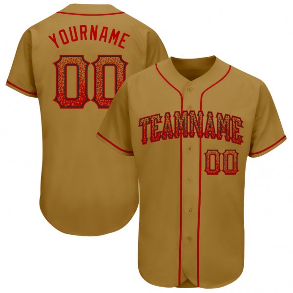 Custom Old Gold Red-Black Authentic Drift Fashion Baseball Jersey